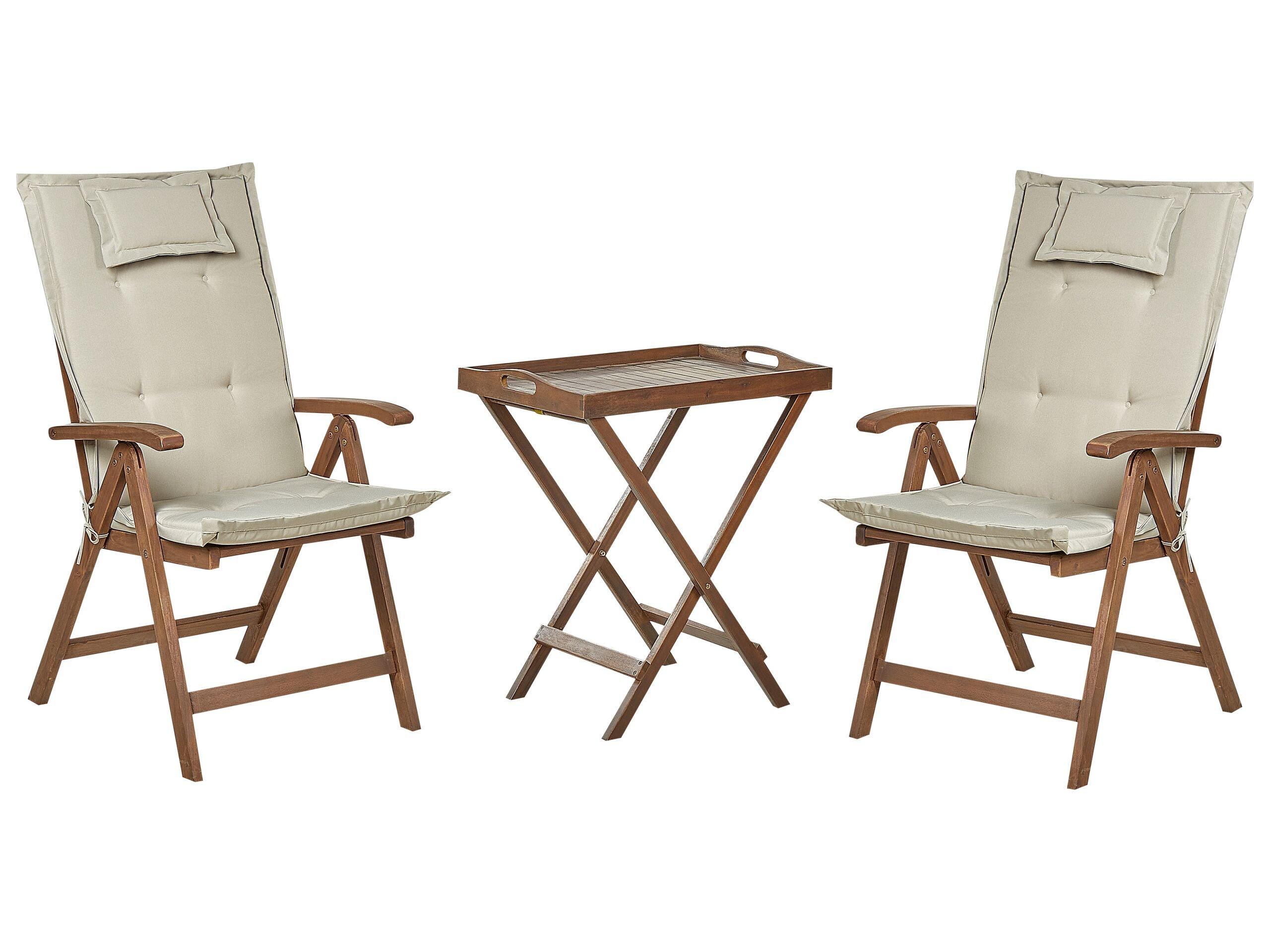 Beliani Bistro Set aus Akazienholz Rustikal AMANTEA  