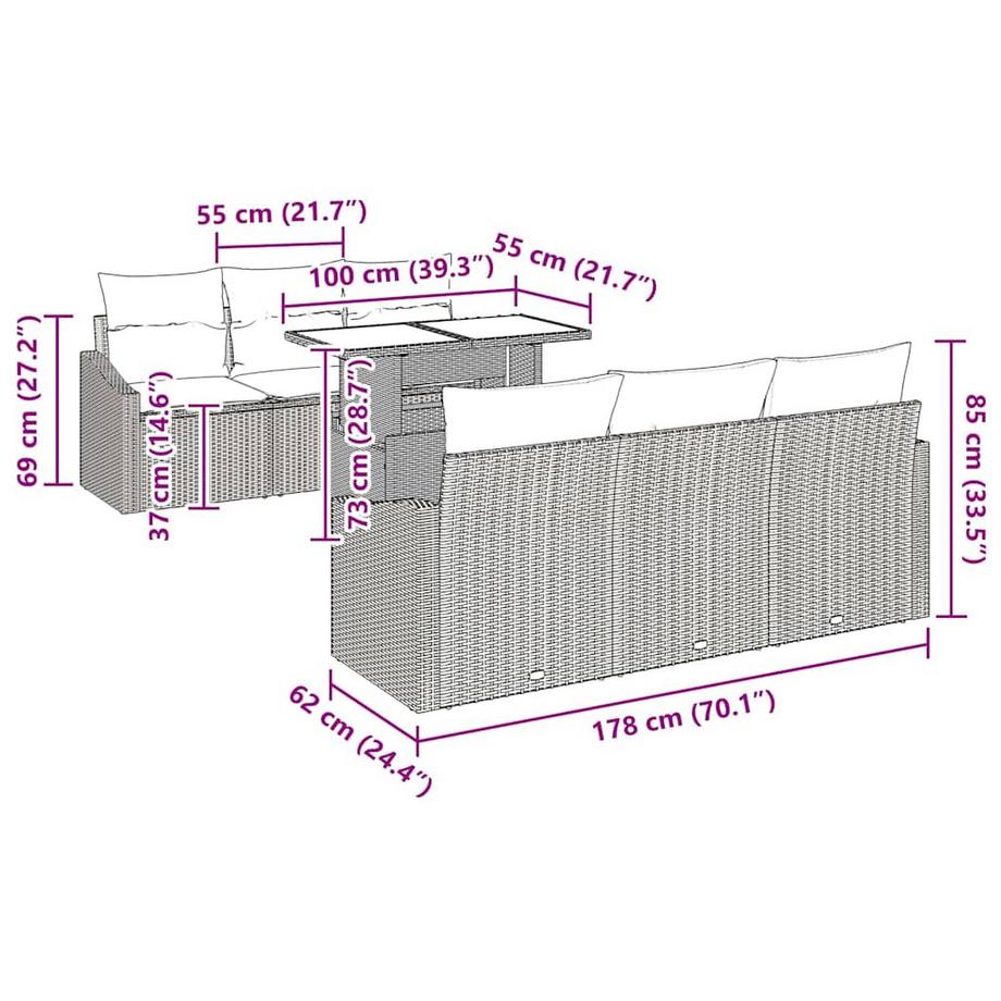VidaXL Set Divano da Giardino Polyrattan  