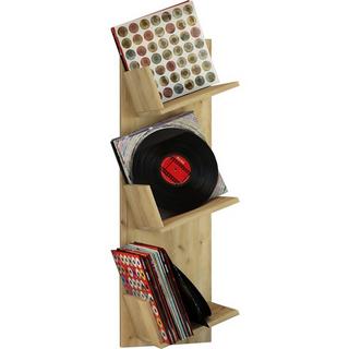VCM Holz Wandregal | Wandboard mit drei großen Fächer | Platz für 100 Schallplatten | kann auch für Bücher verwendet werden | Maße: H. 106 x B. 33 x T. 26  