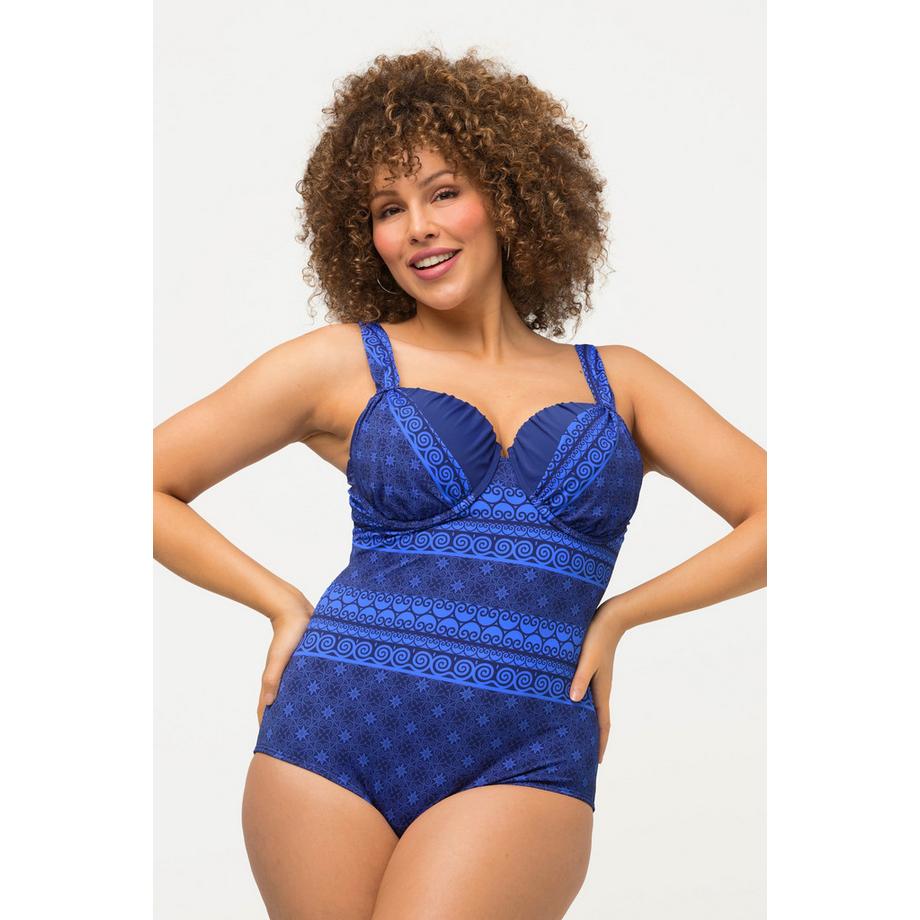 Ulla Popken Ornament Badeanzug Bügel Softcups Rüschen  