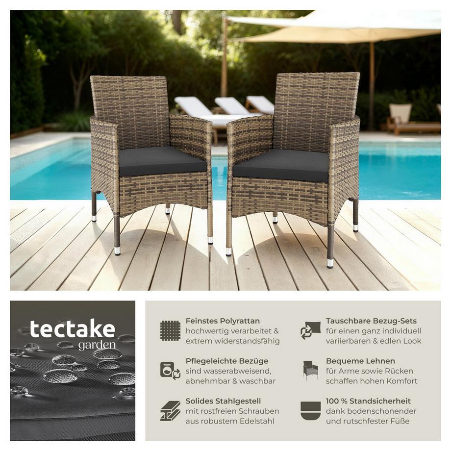 Tectake 2er Set Rattanstuhl Nantes widerstandsfähig UV-beständig  