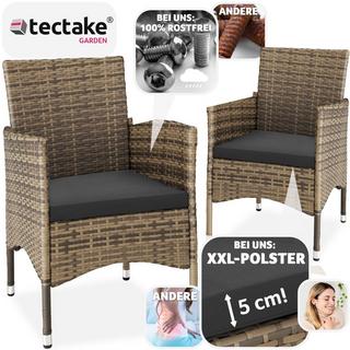 Tectake 2 Sedie da giardino in rattan + 4 rivestimenti di ricambio  