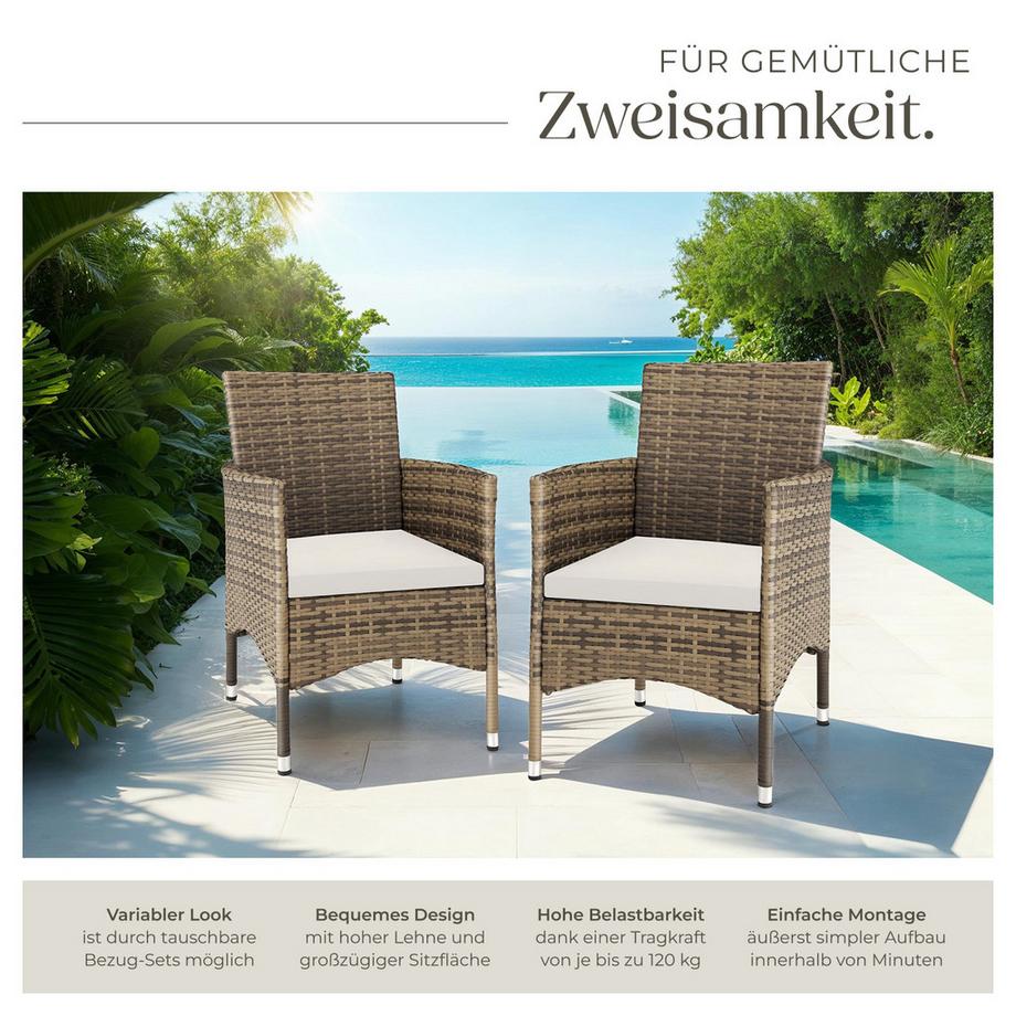 Tectake 2er Set Rattanstuhl Nantes widerstandsfähig UV-beständig  