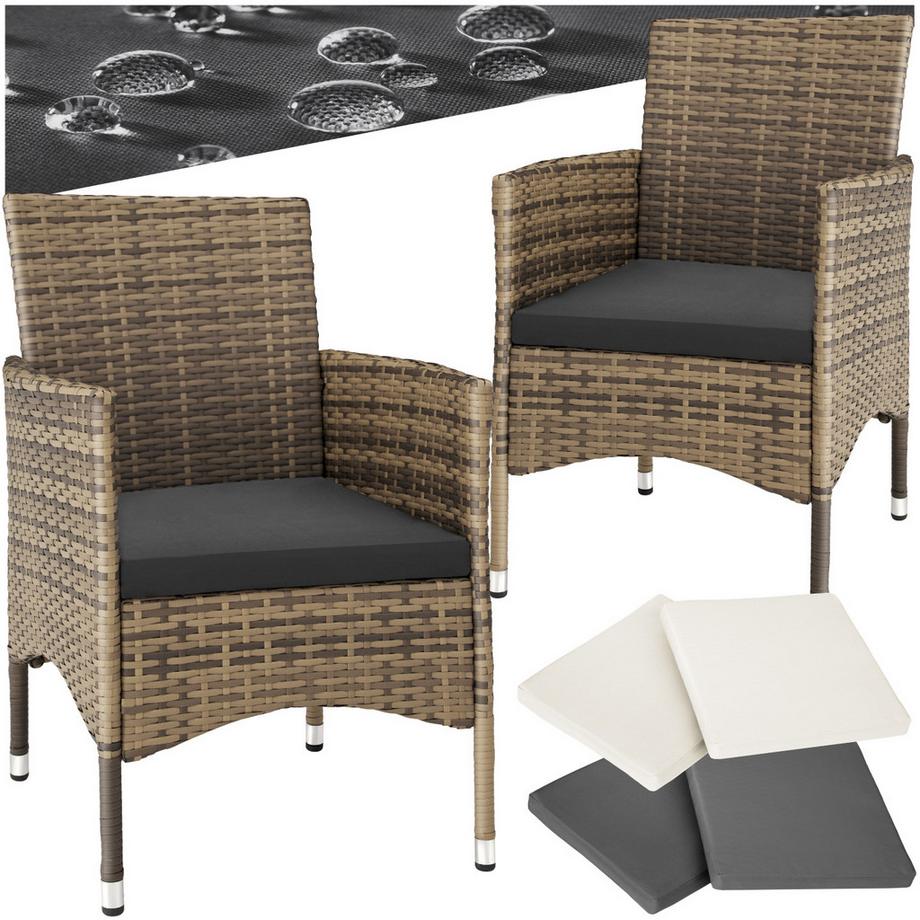 Tectake 2er Set Rattanstuhl Nantes widerstandsfähig UV-beständig  