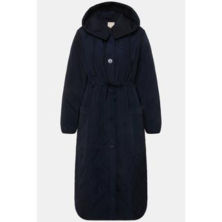 Ulla Popken  Manteau matelassé à capuche avec patte de boutonnage et cordon coulissant, matière recyclée 