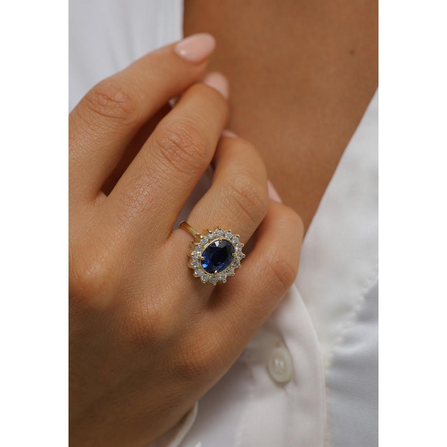 Elli  Cocktailring Saphirblau Royal Zirkonia 