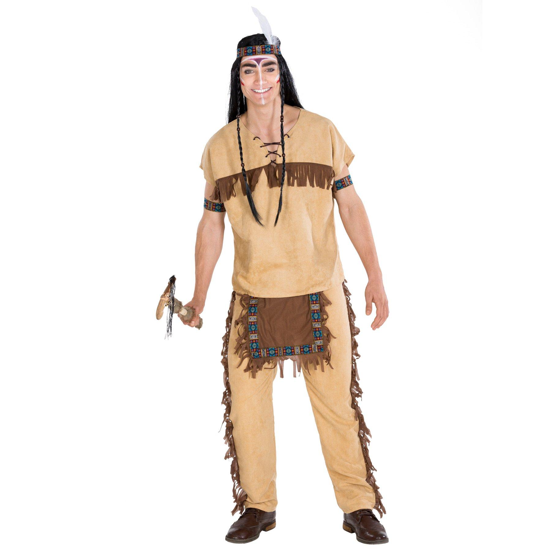 Tectake  Costume pour homme indien Faucon Noir 