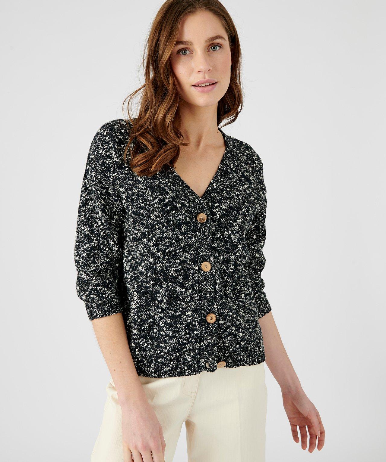 Image of Strickjacke Mit 3/4-arm. Damen Schwarz 54/56