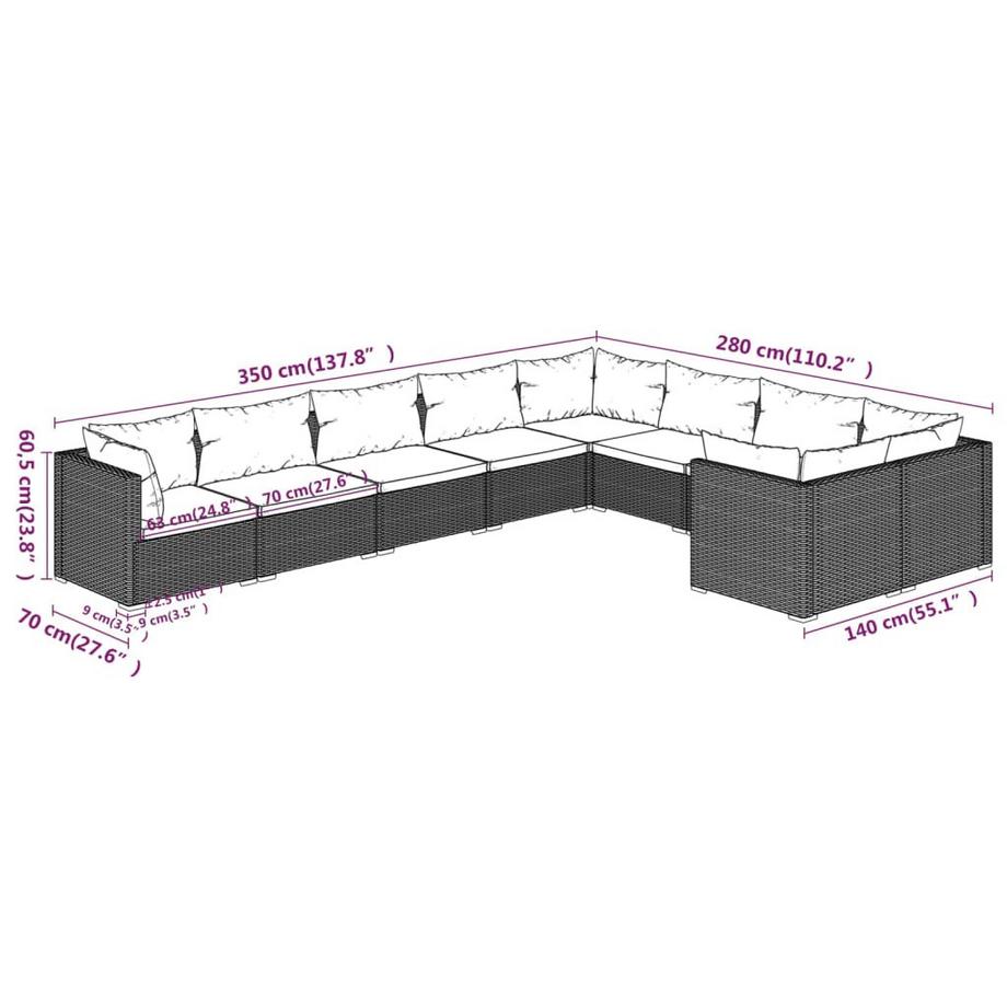 VidaXL Garten-lounge-set poly-rattan  