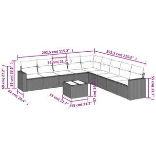 VidaXL Ensemble de canapés de jardin rotin synthétique  