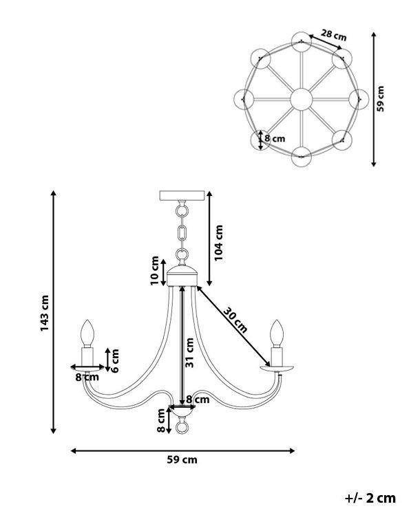 Beliani Lampe suspension en Métal Rétro TEESTA  