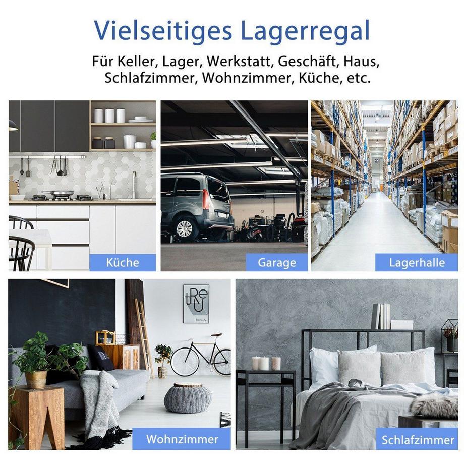 Northix 5 Ebenen Lagerregal mit Metallrahmen Metallregal bis 650kg Belastbar 75 x 30 x 150 cm Schwarz  