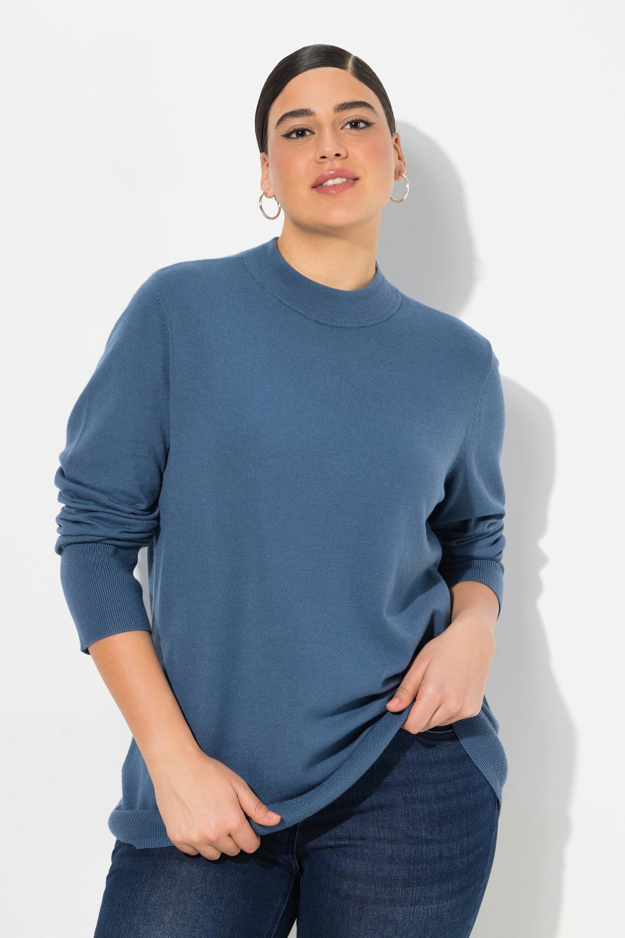 Ulla Popken  Pullover, Stehkragen, Langarm, Rippbündchen 