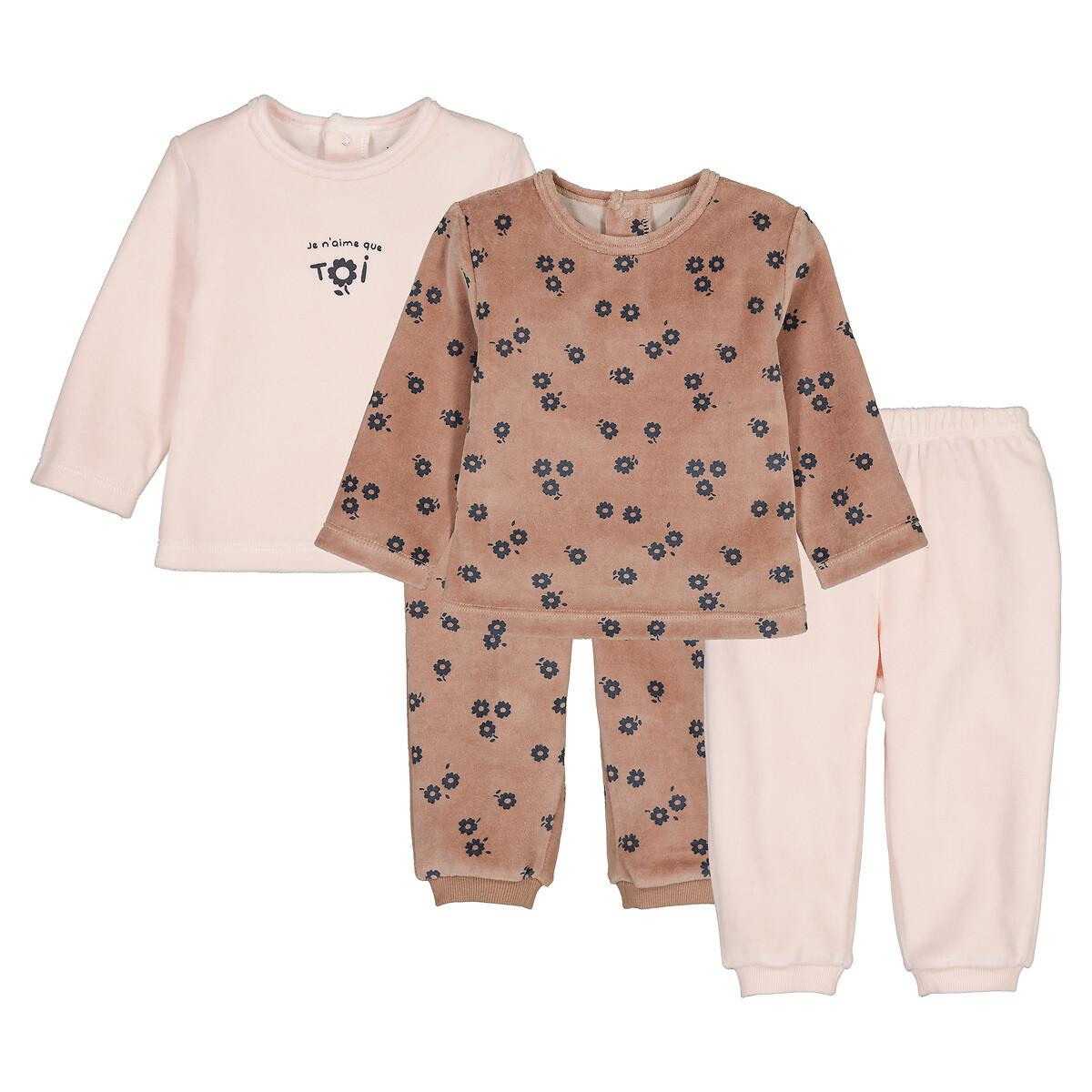 La Redoute Collections  2er-Pack Samt-Pyjamas mit Blumen 