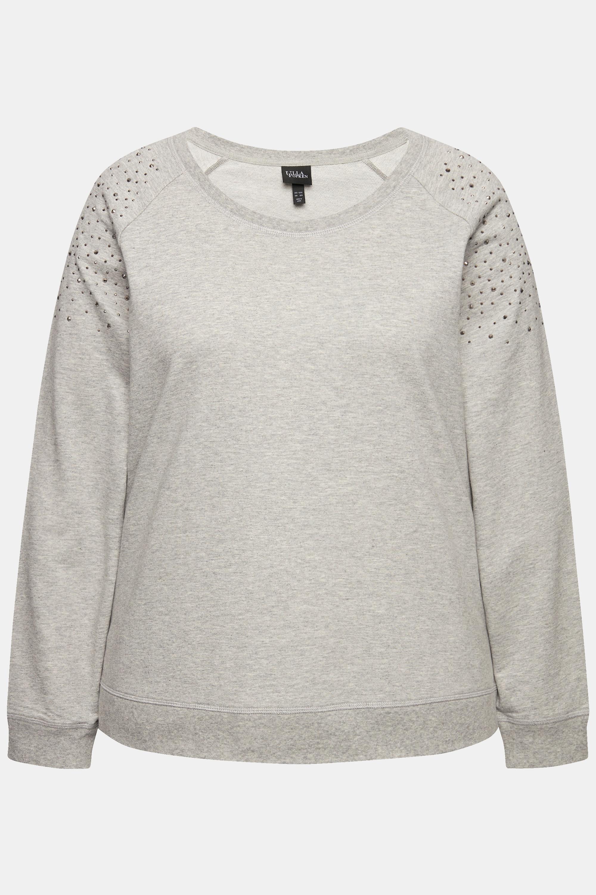 Ulla Popken  Sweat-shirt oversize, col rond et manches longues. Rivets fantaisie. 