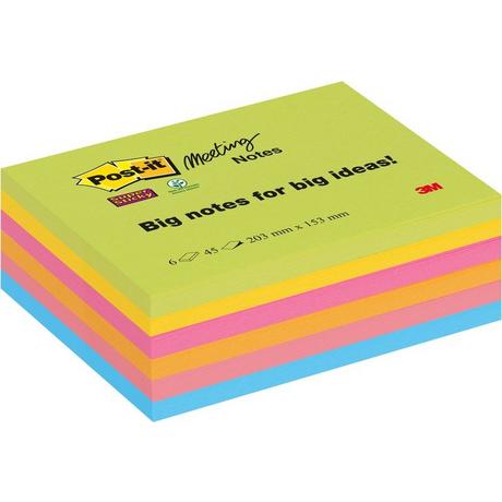 Post it POST-IT Super Sticky Meeting 203x152mm 8645-6SS-EU 6x45 Blatt  