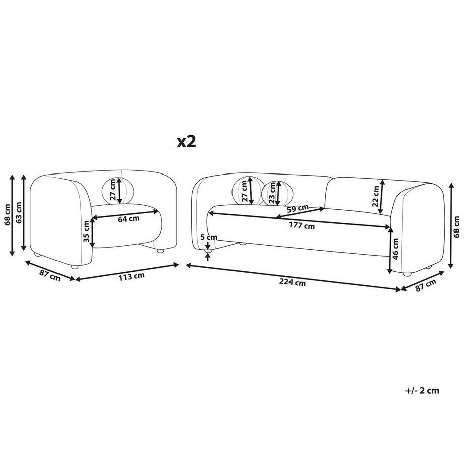Beliani Set da salotto a 5 posti en Bouclé Minimalista LEIREN  