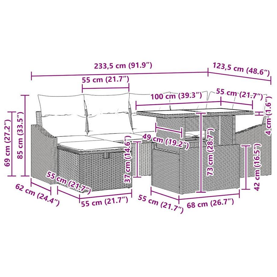 VidaXL Set di Mobili da Giardino Polyrattan  