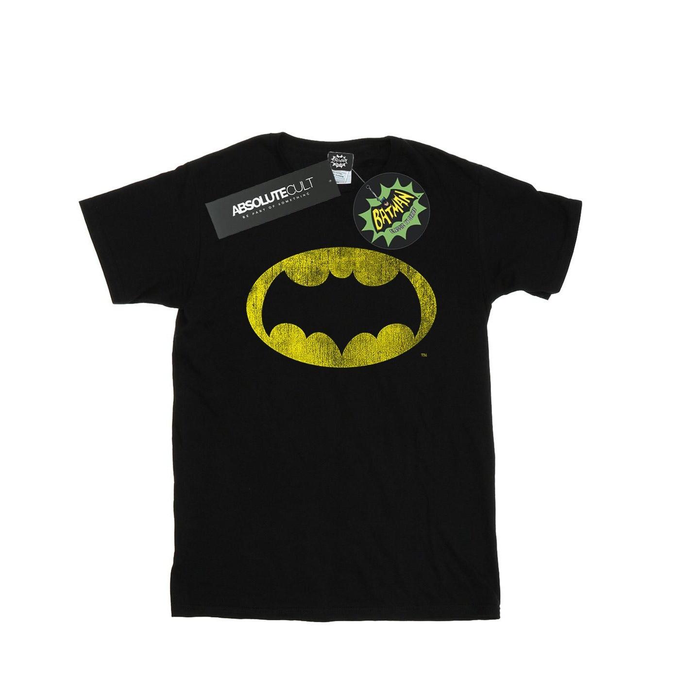 Image of Batman Tv Series Distressed Logo Tshirt Mädchen Schwarz 116