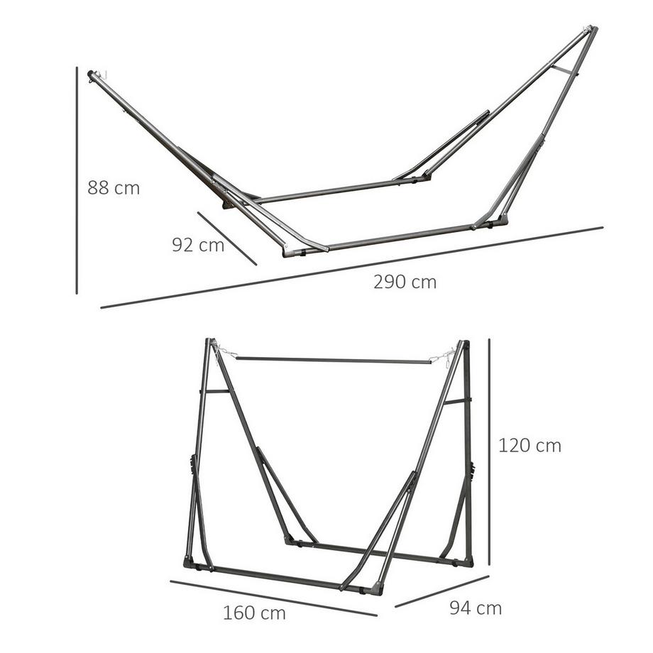 Northio  Hängemattengestell Für Hängematte, Faltbarer 2-In-1 Hängemattenständer, Kleiderständer Für Terrasse, Bis 120 Kg Belastbar, 290 X 92 X 88Cm 
