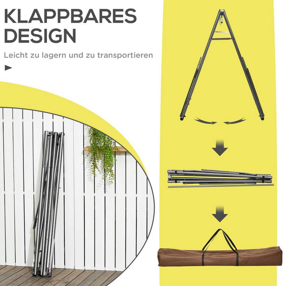 Northio  Hängemattengestell Für Hängematte, Faltbarer 2-In-1 Hängemattenständer, Kleiderständer Für Terrasse, Bis 120 Kg Belastbar, 290 X 92 X 88Cm 