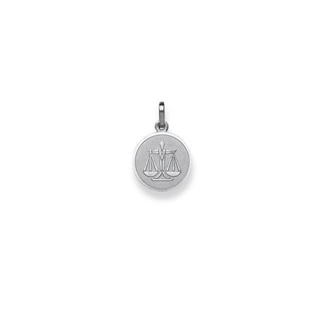 MUAU Schmuck  Pendentif signe du zodiaque balance or blanc 750, 19x12mm 