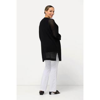 Ulla Popken  Strickjacke, Strukturstrick, offene Form, 3/4-Arm 