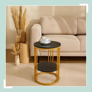 Northix Runder Beistelltisch in Marmoroptik  