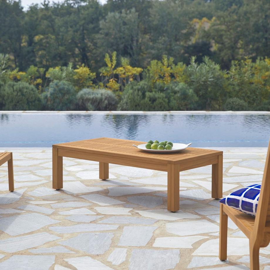 Tikamoon Garten-Couchtisch Teo aus massivem Teakholz  