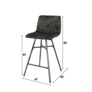 mutoni Tabouret de bar Diamant tube plat anthracite velvet  