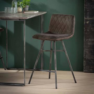 Tabouret de bar Diamant tube plat anthracite velvet