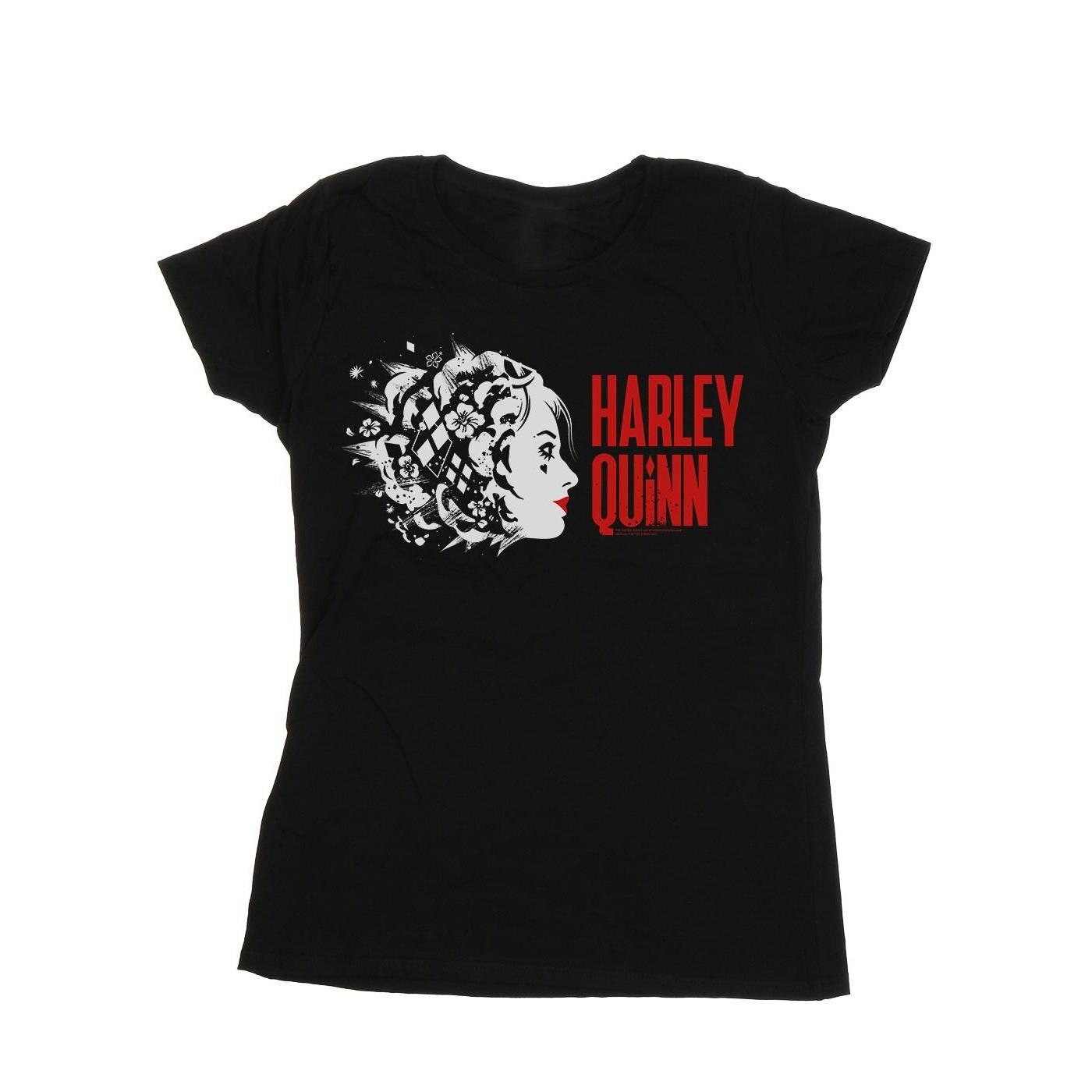 Image of The Suicide Squad Harley Quinn Stencil Logo Tshirt Damen Schwarz XXL