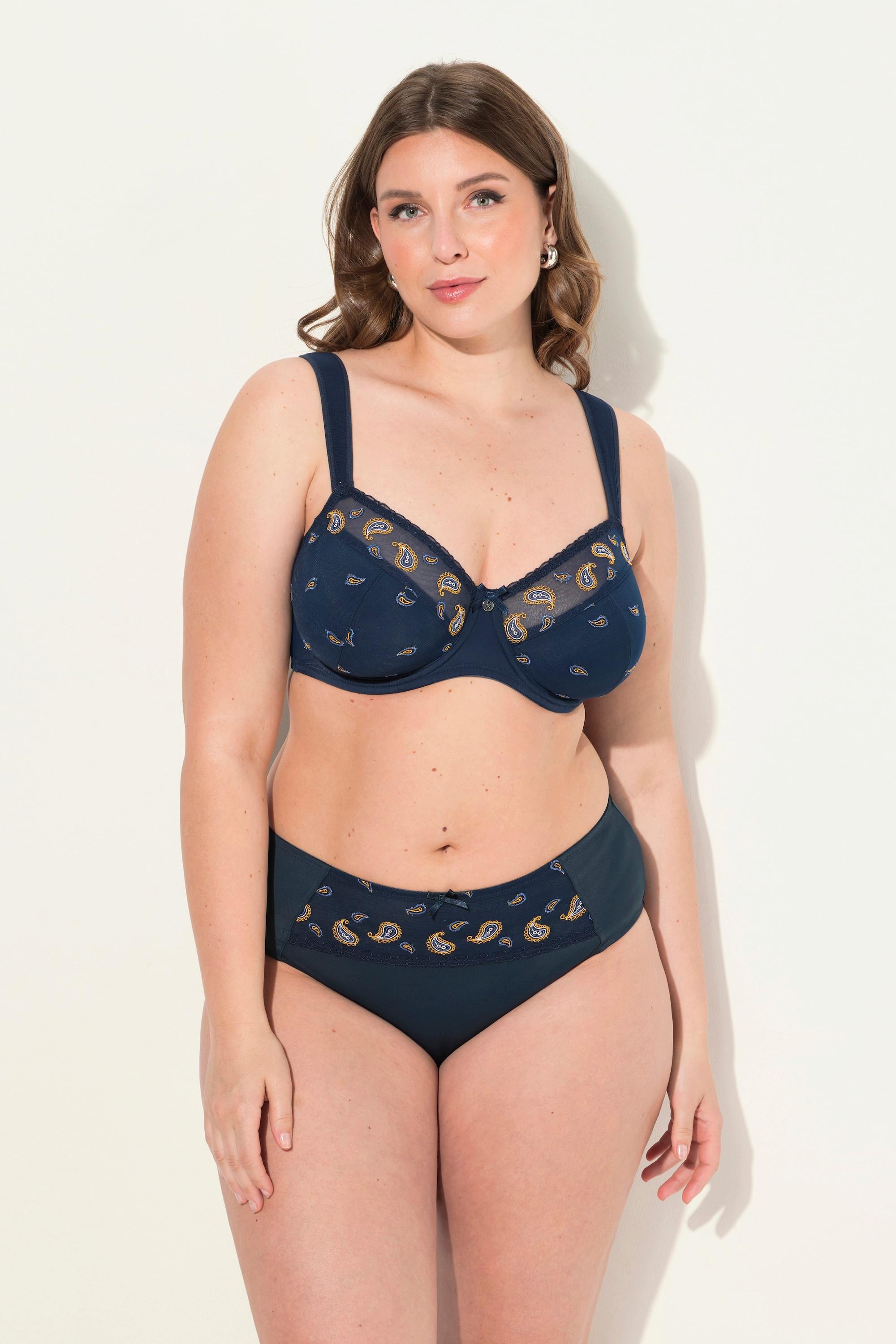 Ulla Popken  Soutien-gorge à armatures, imprimé cachemire - bonnet C-F 