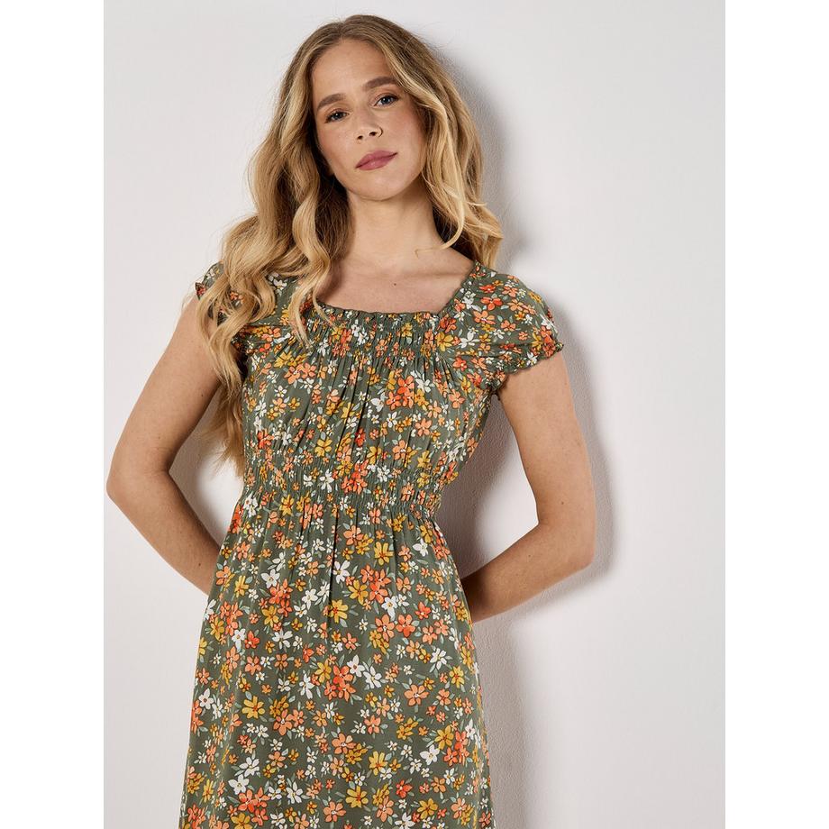 APRICOT Robe Midi Milkmaid Motif Floral Délicat  