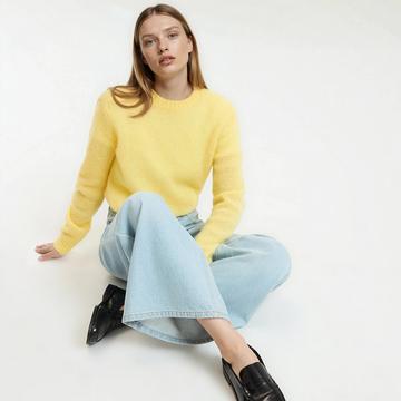 Grobstrick-Pullover mit Rundhalsausschnitt aus Alpaka-Mischung