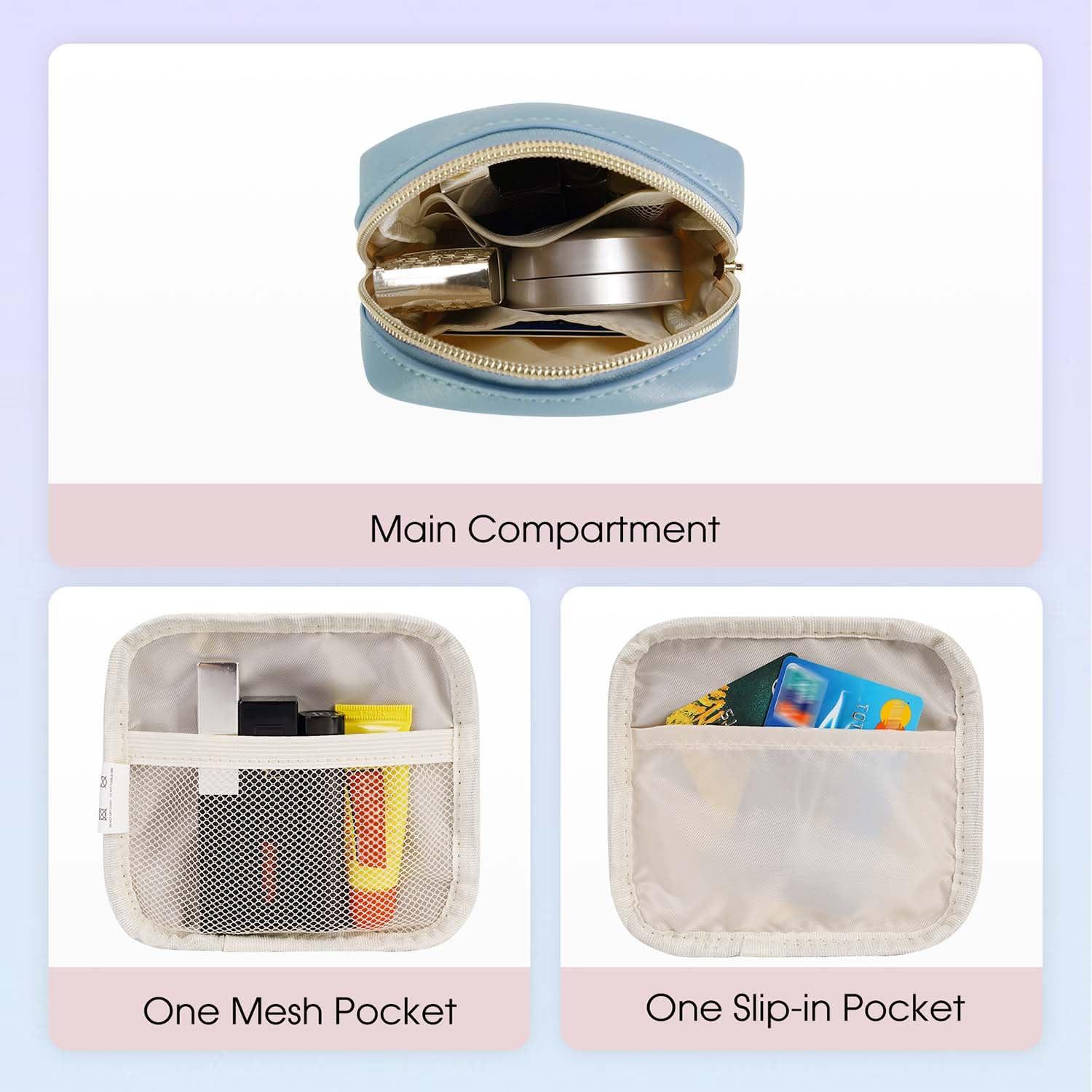 Only-bags.store Mini Make Up Tasche PU Leder Portable Kosmetiktasche mit Reissverschluss  