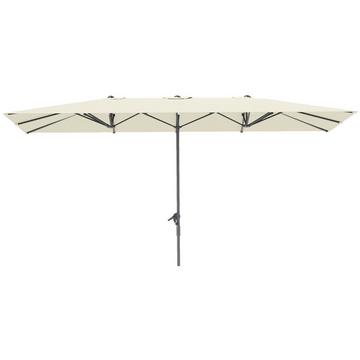 Ombrellone doppio con manovella 451 x 264 cm, protezione UV 50+, ombrellone da giardino antivento, ombrellone da balcone, in alluminio, protezione solare per balcone, terrazza, giardino, bianco crema