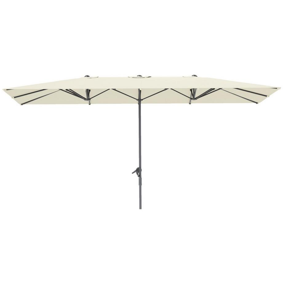Northio Parasol double avec manivelle 451 x 264 cm, protection UV 50+, parasol de jardin coupe-vent, parasol de marché en aluminium, protection solaire pour balcon, terrasse, jardin, blanc crème  