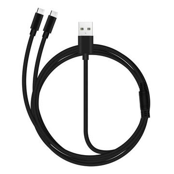 Câble USB vers 2x USB Type C 3m Noir