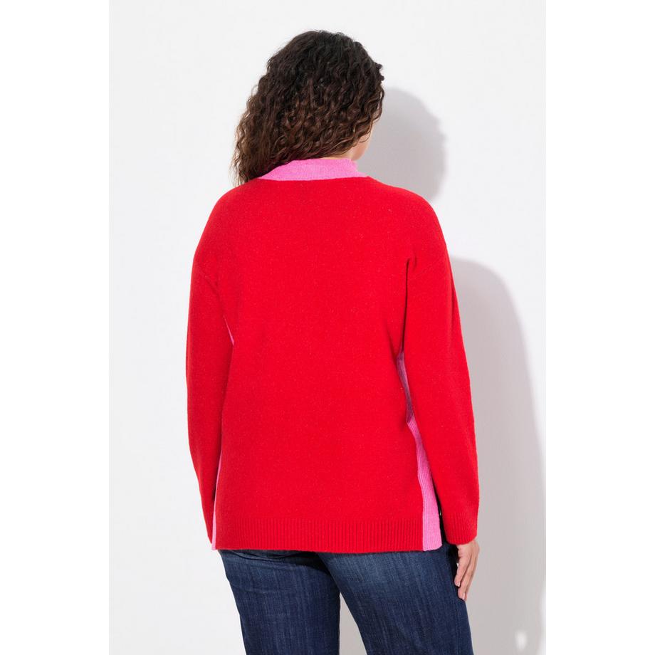 Ulla Popken Pullover Color Block Collo Alto Maniche Lunghe  