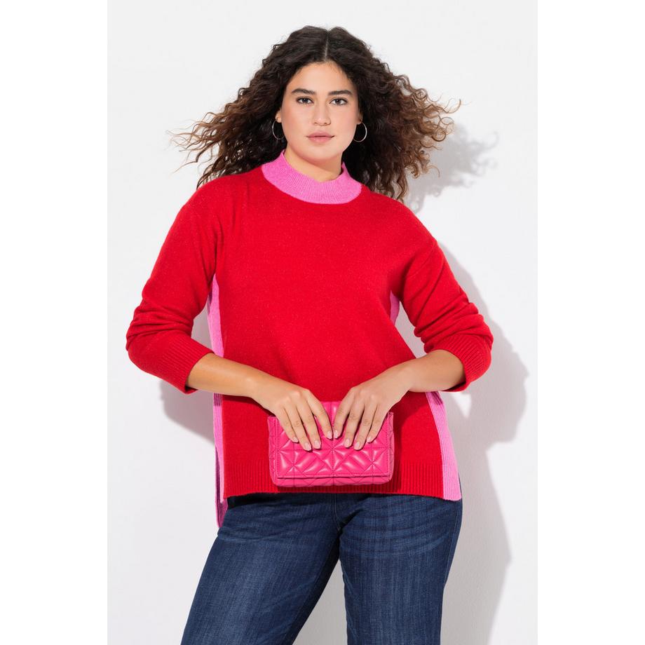 Ulla Popken Pullover Color Block Collo Alto Maniche Lunghe  