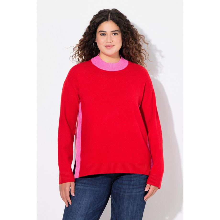 Ulla Popken Pullover Color Block Collo Alto Maniche Lunghe  