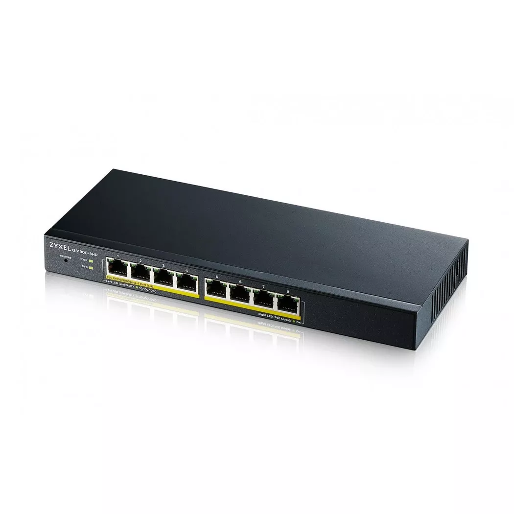 Zyxel GS1900-8HP v3 PoE Managed L2 Gigabit Ethernet (10/100/1000) Power over Ethernet (PoE) Black