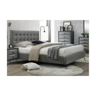 Vente-unique Letto 140 x 190 cm con testata trapuntata Tessuto Grigio + Materasso - COSTANZA  