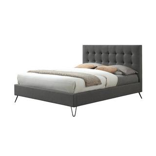 Vente-unique Letto 140 x 190 cm con testata trapuntata Tessuto Grigio + Materasso - COSTANZA  