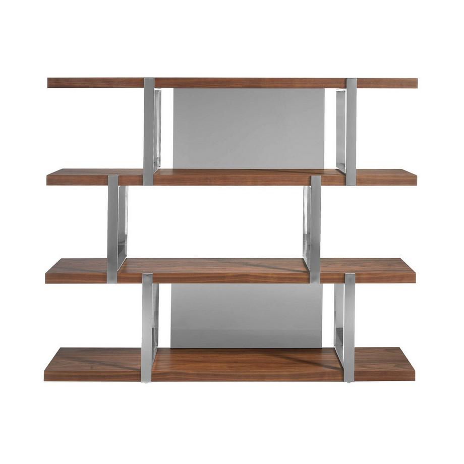 ANGEL CERDA Bücherregal aus Nussbaumholz miten Glasfächern  