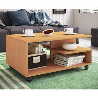 VCM Holz Couchtisch schlicht | Sofatisch Rollen | Maße ca. H. 41 x B. 80 x T. 50 cm | rollbar Kaffeetisch - Stango L  