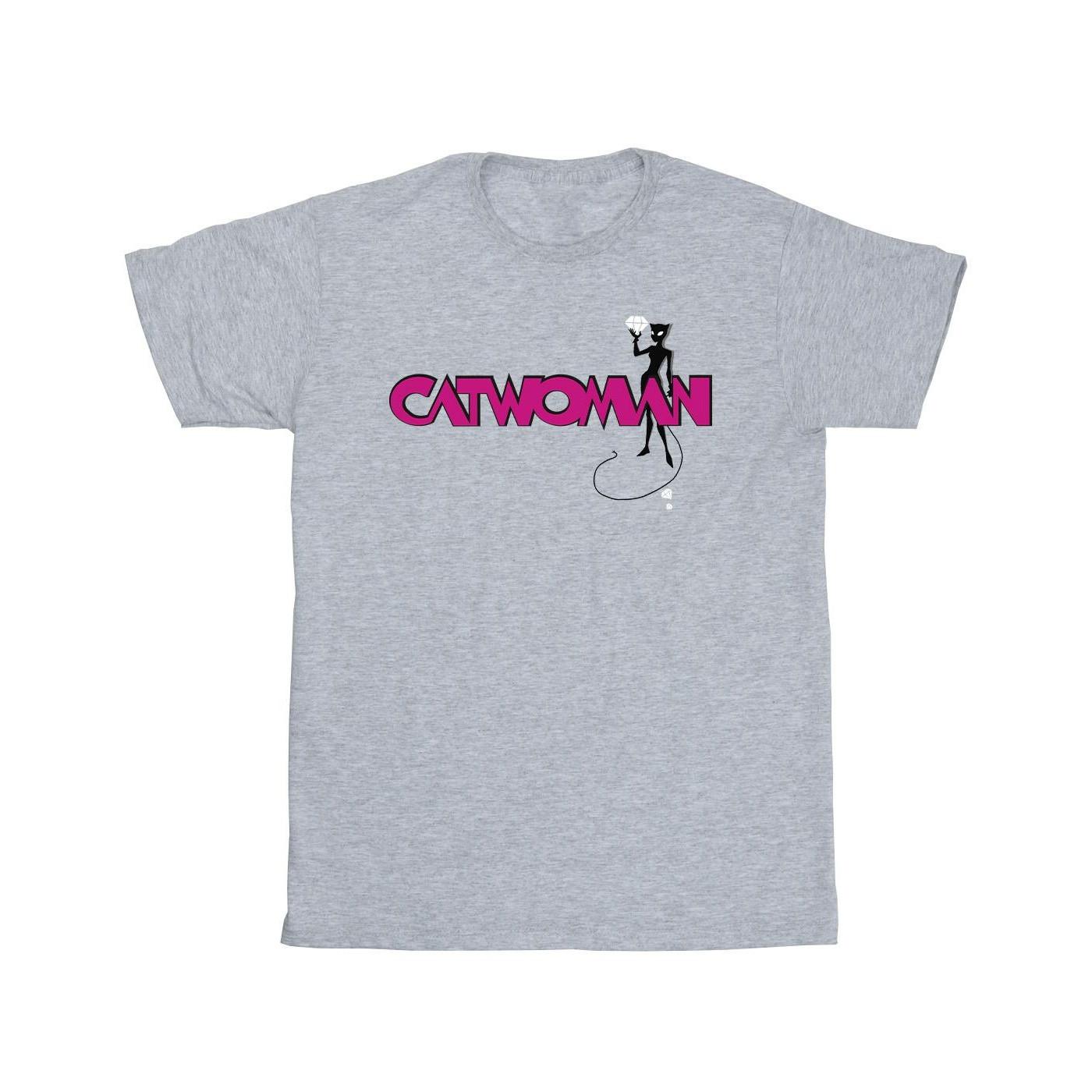 Image of Batman Catwoman Logo Tshirt Mädchen Grau 104