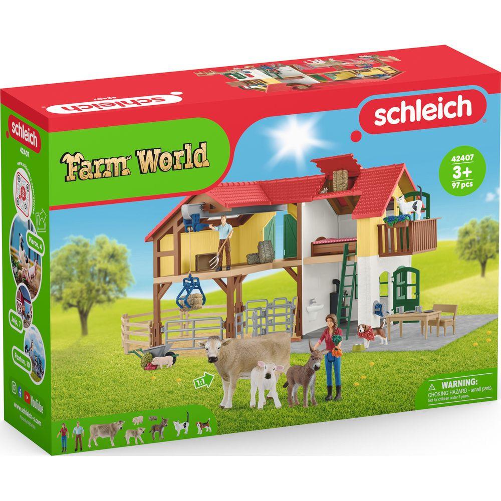 Schleich  Farm World Bauernhaus mit Stall und Tieren 