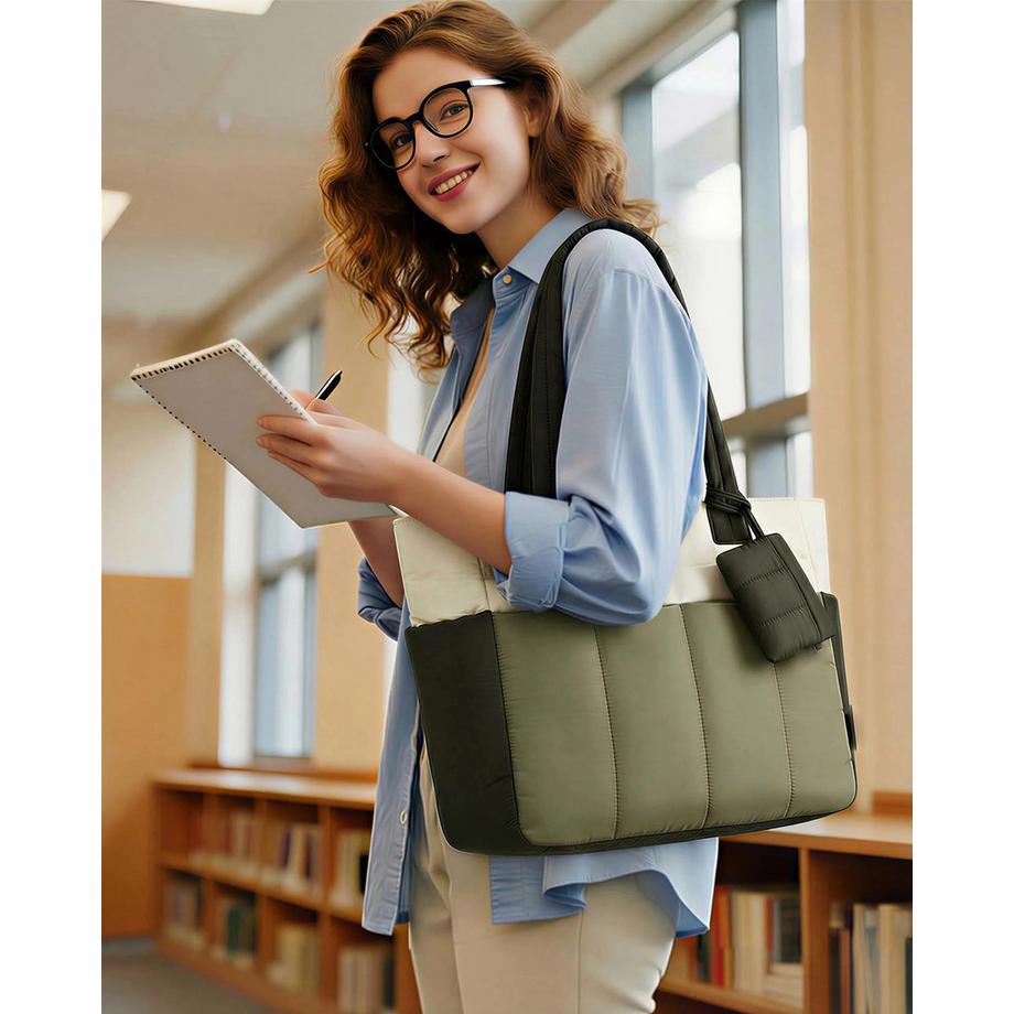Only-bags.store Tages-Tasche mit magnetischer Kopfhörertasche und 15-Fach-Organizer  